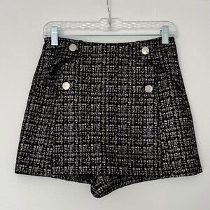 NWT Zara Black Skort - Metallic Pattern